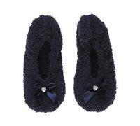 AJVANI elastic slip on novelty fleece bow slippers socks size x-large