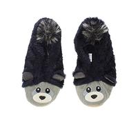 AJVANI elastic slip on novelty fur bear raccoon slippers socks size 6 39