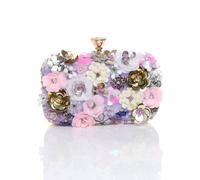 Ajvani Embellished Flower Rectangle Prom Bridal Wedding Evening Clutch Bag In Lilac Lilac