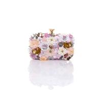Ajvani Embellished Flower Rectangle Prom Bridal Wedding Evening Clutch Bag In Pale Pink Pale Pink