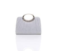 Ajvani Evening Diamante Glitter Clutch Bag In Silver Silver