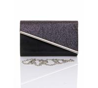 Ajvani Evening Glitter Metallic Occasion Prom Party Clutch Bag In Black Black