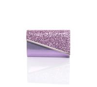 Ajvani Evening Glitter Metallic Occasion Prom Party Clutch Bag In Lilac Lilac