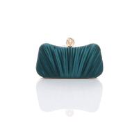 Ajvani Evening Party Wedding Ruched Clutch Bag In Dark Green Dark Green