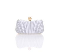 Ajvani Evening Party Wedding Ruched Clutch Bag In White White