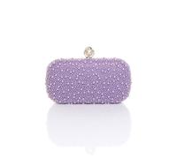 Ajvani Evening Pearl Beaded Satin Bridal Wedding Prom Party Bag In Lilac Lilac