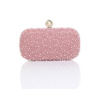 Ajvani Evening Pearl Beaded Satin Bridal Wedding Prom Party Bag In Pink Pink