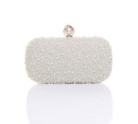 Ajvani Evening Pearl Beaded Satin Bridal Wedding Prom Party Bag In White White
