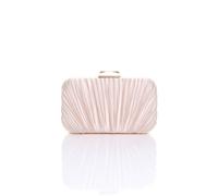 Ajvani Evening Pleated Satin Bridal Wedding Prom Party Bag In Peach Peach