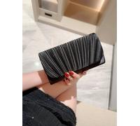 Ajvani Evening Pleated Satin Prom Party Bag In Black Black