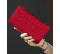Ajvani Evening Pleated Satin Prom Party Bag In Red Red