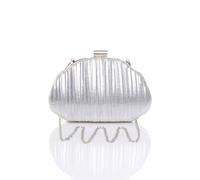 Ajvani Evening Pleated Satin Prom Party Bag In Silver Silver