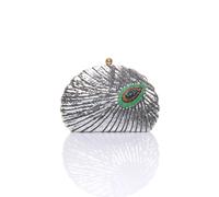 Ajvani Evening Sequin Peacock Prom Party Clutch Bag In Silver Silver