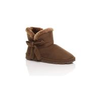 Ajvani Faux Fur Lined Ankle Boots Slippers In Brown Brown