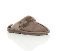 Ajvani Faux Fur Lined Slip On Memory Foam Mules Slippers In Taupe Taupe
