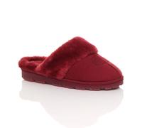 Ajvani Faux Fur Lined Slip On Memory Foam Mules Slippers In Wine Wine