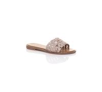 Ajvani Flat Diamante Mule Sandals Flip Flops Sliders In Rose Gold Rose Gold