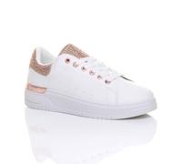 Ajvani Flat Heel Diamante Sparkly Trainers In Rose Gold Rose Gold