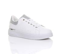 Ajvani Flat Heel Diamante Sparkly Trainers In White White