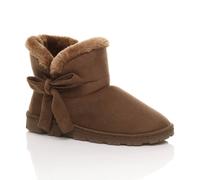 Ajvani Flat Heel Faux Fur Lined Ankle Boots Faux Suede Slippers In Brown Brown 3