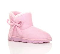 Ajvani Flat Heel Faux Fur Lined Ankle Boots Faux Suede Slippers In Pink Pink 3