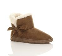 Ajvani Flat Heel Faux Fur Lined Ankle Boots Faux Suede Slippers In Tan Tan 3
