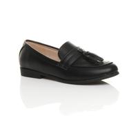 Ajvani Flat Heel Flats Faux Leather Loafers In Black Black 9