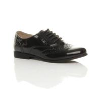 Ajvani Flat Heel Lace Up Oxfords Brogues In Black Black 3