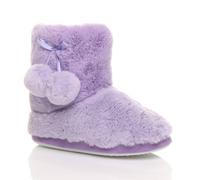 Ajvani Flat Heel Pull On Pom Pom Faux Fur Slippers In Lilac Lilac 5