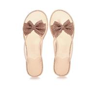 AJVANI flat jelly diamante bow flip flops toe post sandals size 3 36