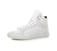 AJVANI Flat lace up Quilted Casual hi high top Ankle Trainer Boots Size 10 44 White