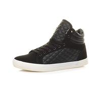 AJVANI Flat lace up Quilted Casual hi high top Ankle Trainer Boots Size 9 43 Black
