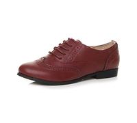 AJVANI Flat Low Heel lace up Smart Vintage Oxford Shoes Brogues Size 3 36