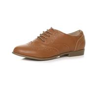 AJVANI Flat Low Heel lace up smart Vintage Oxford Shoes Brogues Size 4 37