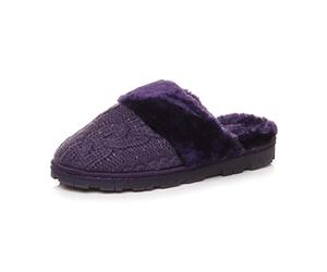 AJVANI flat low heel winter fur lined mules slippers size 6 39