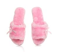 AJVANI flat peep toe bow cosy fur lined slip on slippers size 5 38