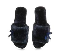 AJVANI flat peep toe bow cosy fur lined slip on slippers size 7 40