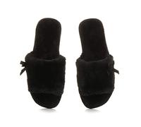 AJVANI flat peep toe bow cosy fur lined slip on slippers size 7 40