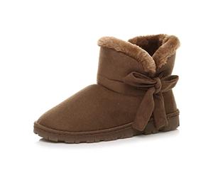 AJVANI flat pull on cosy fur lined ankle boots booties slippers size 3 36