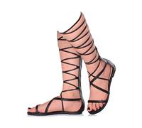 AJVANI flat strappy lace up tie up leg gladiator sandals size 4 37