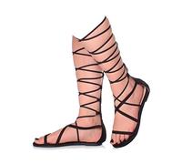 AJVANI flat strappy lace up tie up leg gladiator sandals size 6 39