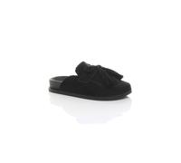 Ajvani Flat Tassel Moccasin Mules Sandals Sliders In Black Black