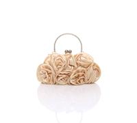 Ajvani Flower Rose Ruffle Evening Party Wedding Clutch Bag In Beige Beige