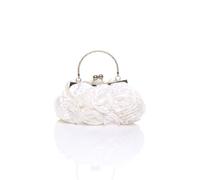 Ajvani Flower Rose Ruffle Evening Party Wedding Clutch Bag In White White