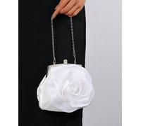 Ajvani Flower Rose Ruffle Wedding Evening Clutch Bag In White White