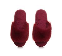 AJVANI fluffy indoor memory foam washable peep toe slippers slides size