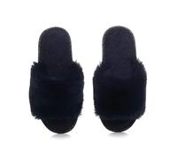 AJVANI fluffy indoor memory foam washable peep toe slippers slides size