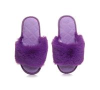 AJVANI fluffy indoor memory foam washable peep toe slippers slides size