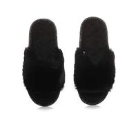 AJVANI fluffy indoor memory foam washable peep toe slippers slides size