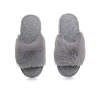 AJVANI fluffy indoor memory foam washable peep toe slippers slides size